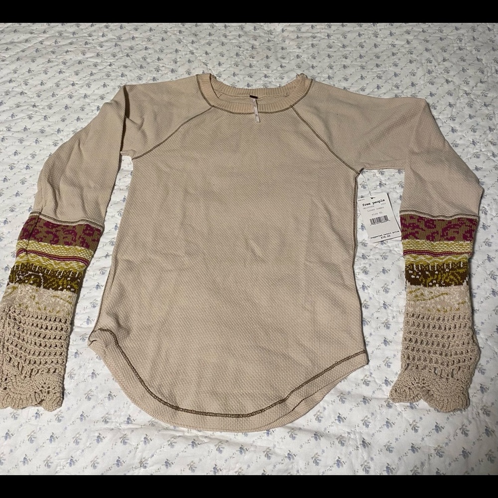 Free People mixed material long sleeved top